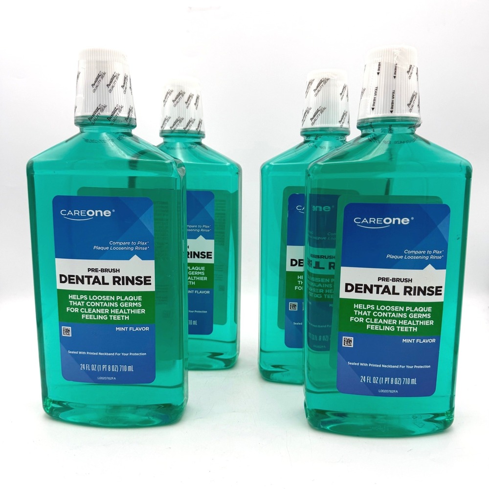 Sealed NEW CareOne Pre-Brush Dental Rinse 24oz Mint Plaque Loosening 4-Pack